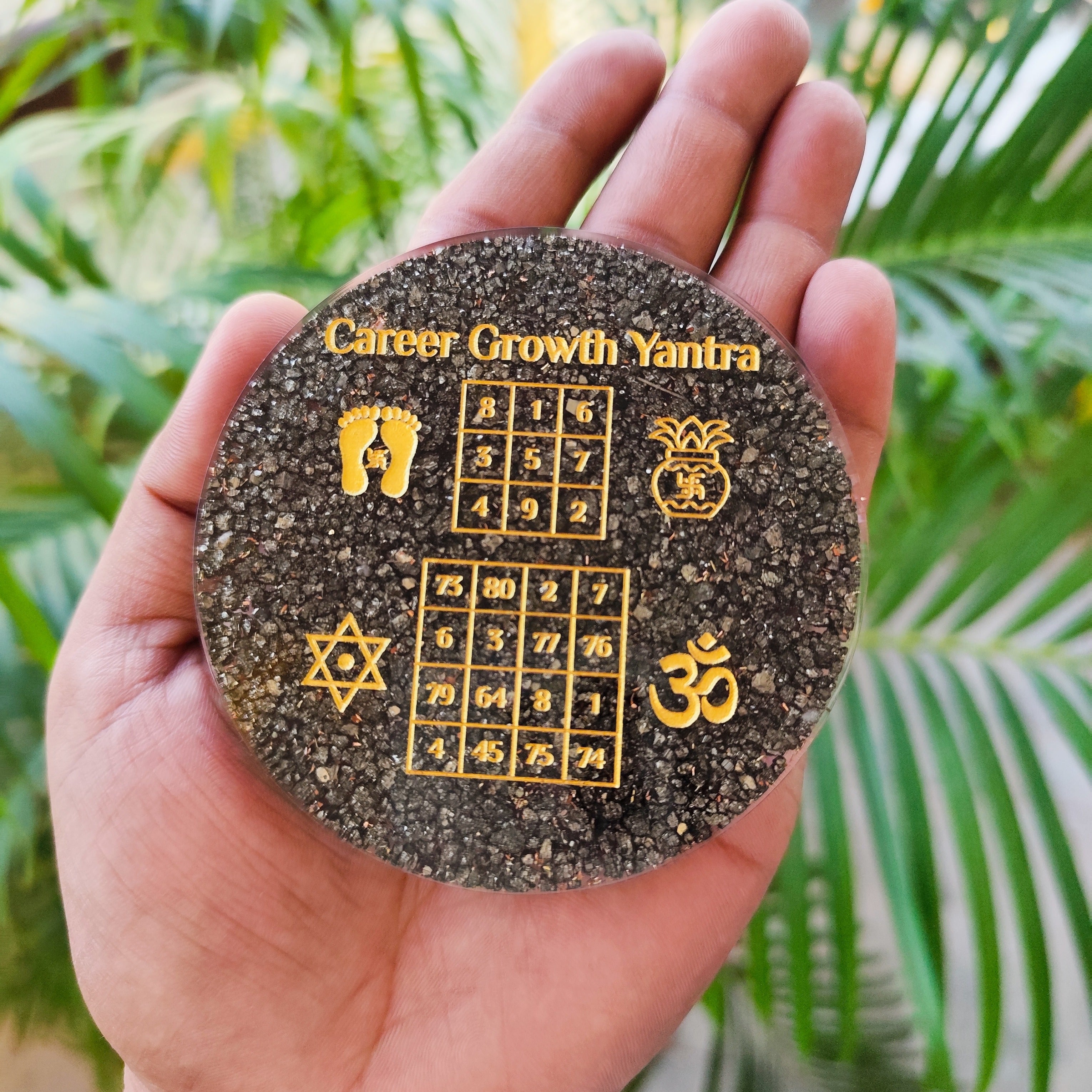 Peru Pyrite Career And Growth Yantra Engraved Orgonite Plate